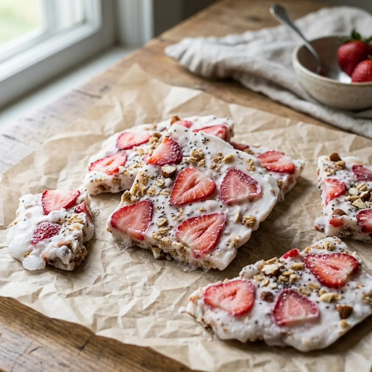 Frozen Yogurt with Strawberries, Quickly Thawed in Air Fryer
