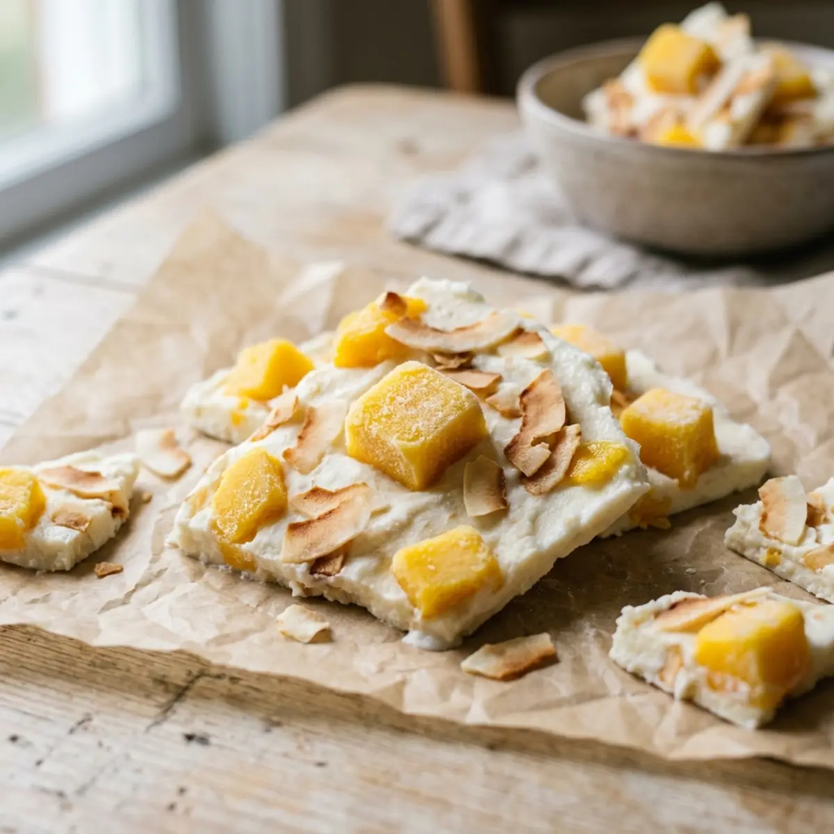 Frozen Yogurt with Mango and Coconut, Made in Air Fryer