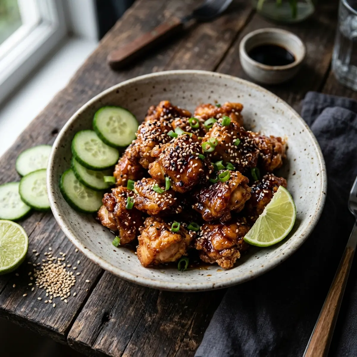Crispy Air Fryer Chicken Pieces with Soy Glaze