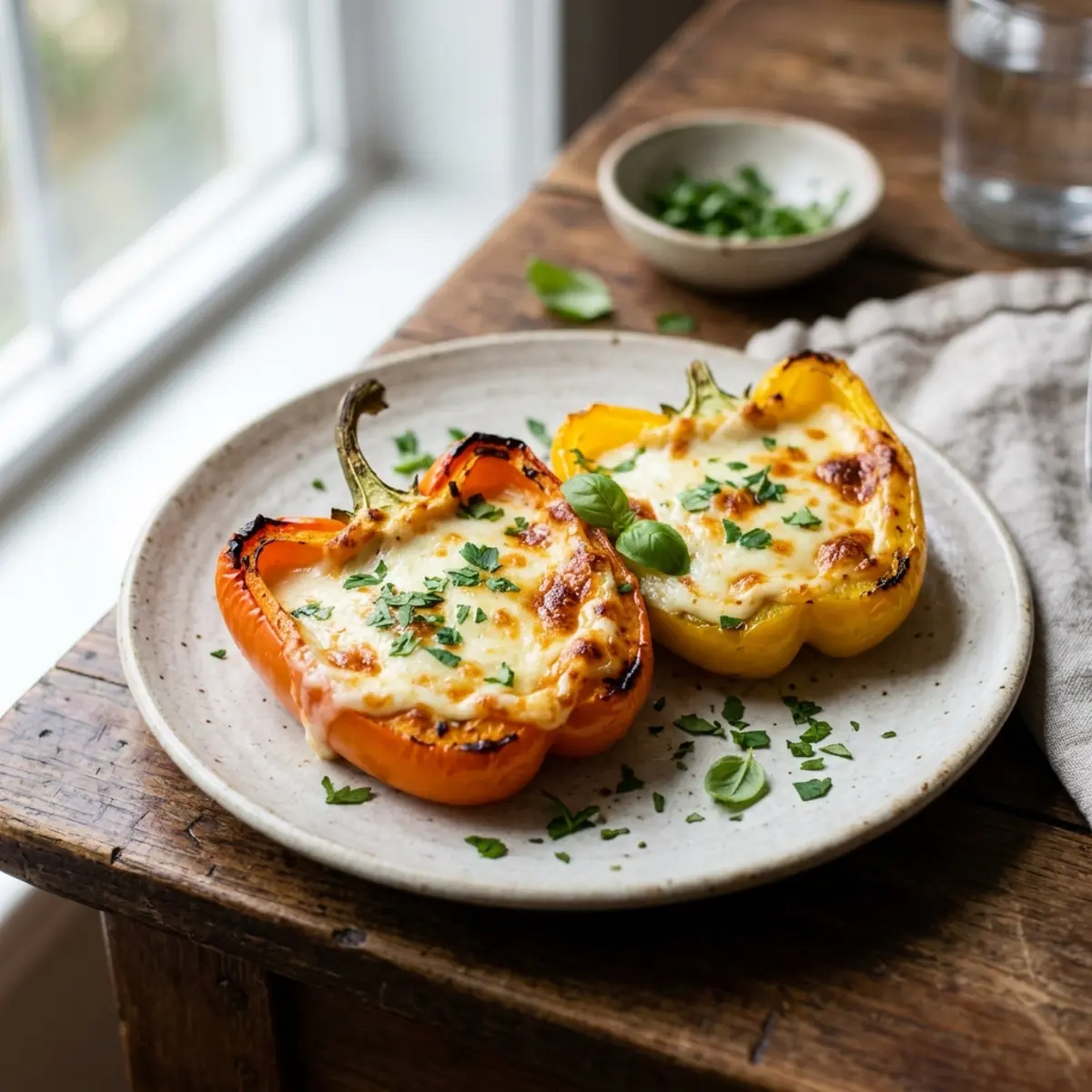 Ardei gras umplut cu mozzarella la Air Fryer