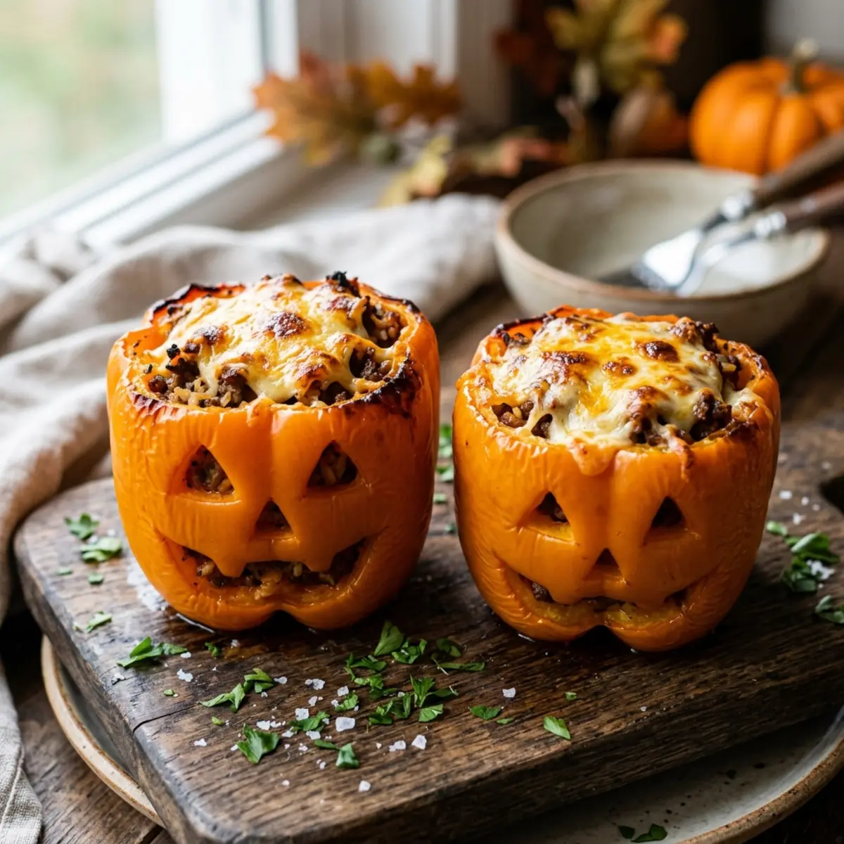 Ardei umpluți de Halloween în Air Fryer