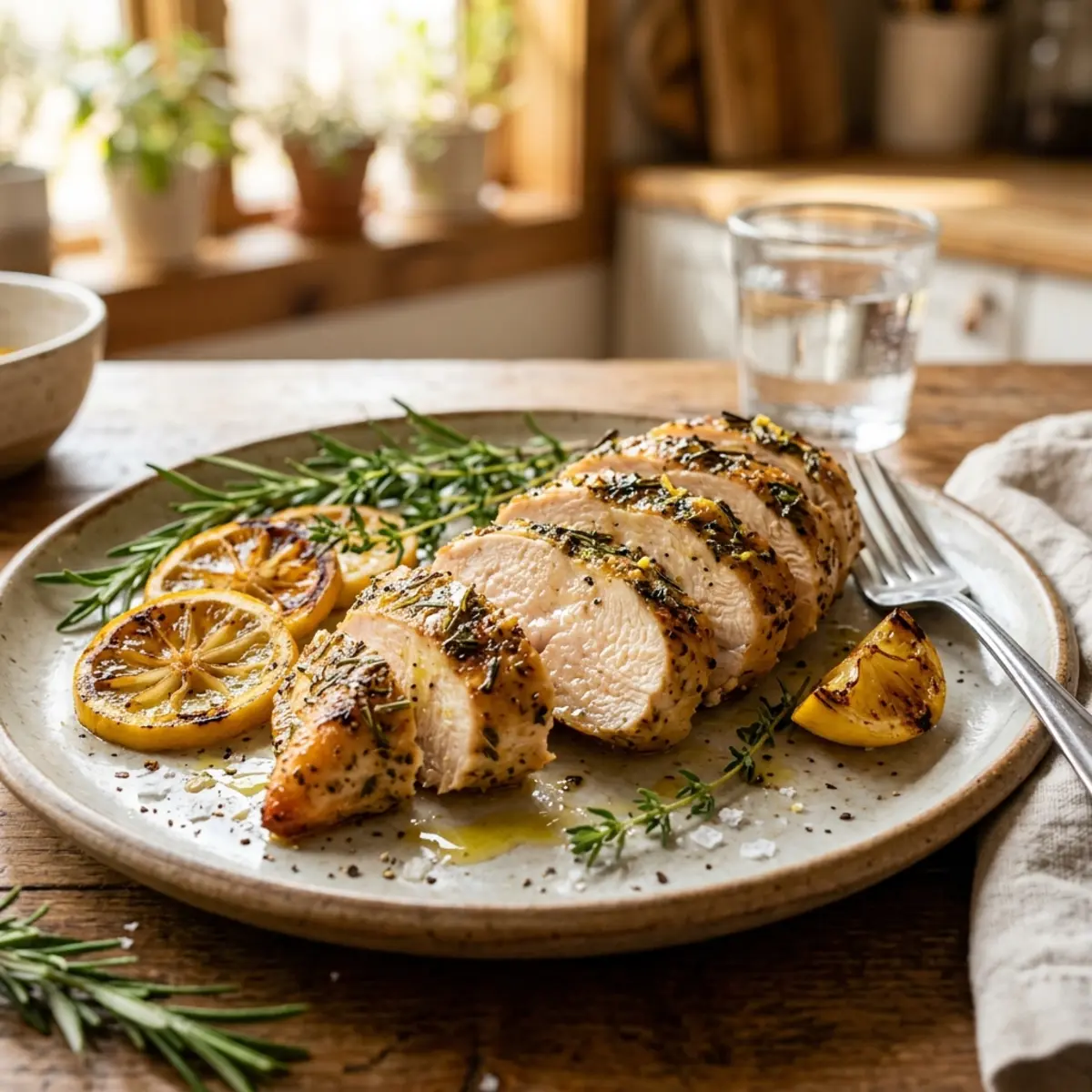 Piept de pui la Air Fryer cu lămâie și ierburi aromatice