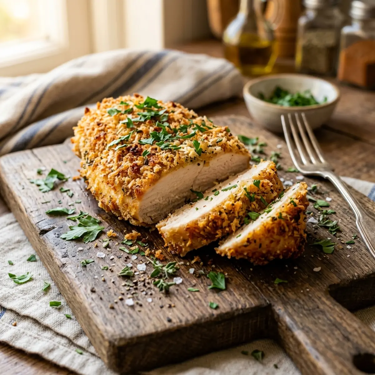 Piept de pui cu parmezan și crustă crocantă la Air Fryer