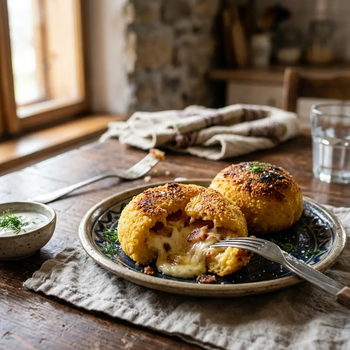 Bulz de Mămăligă cu Brânză la Air Fryer