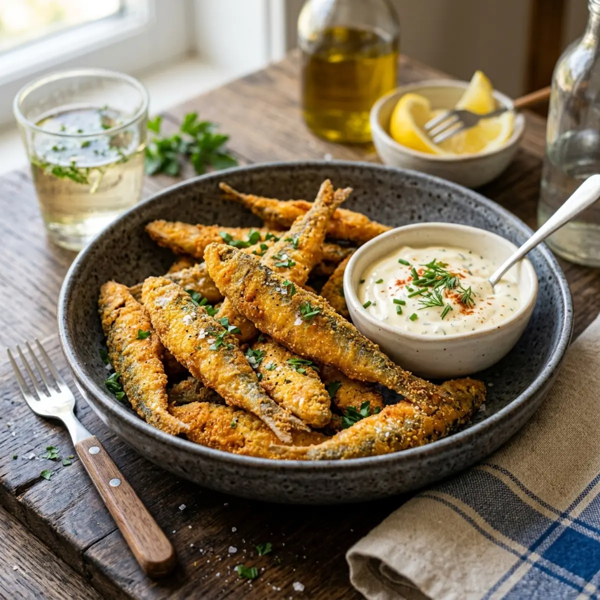 Baby Hering la Air Fryer cu Mălai – Rețetă Crocantă și Rapidă