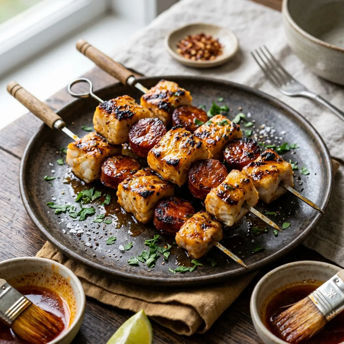 Frigărui de lotă și chorizo la Air Fryer