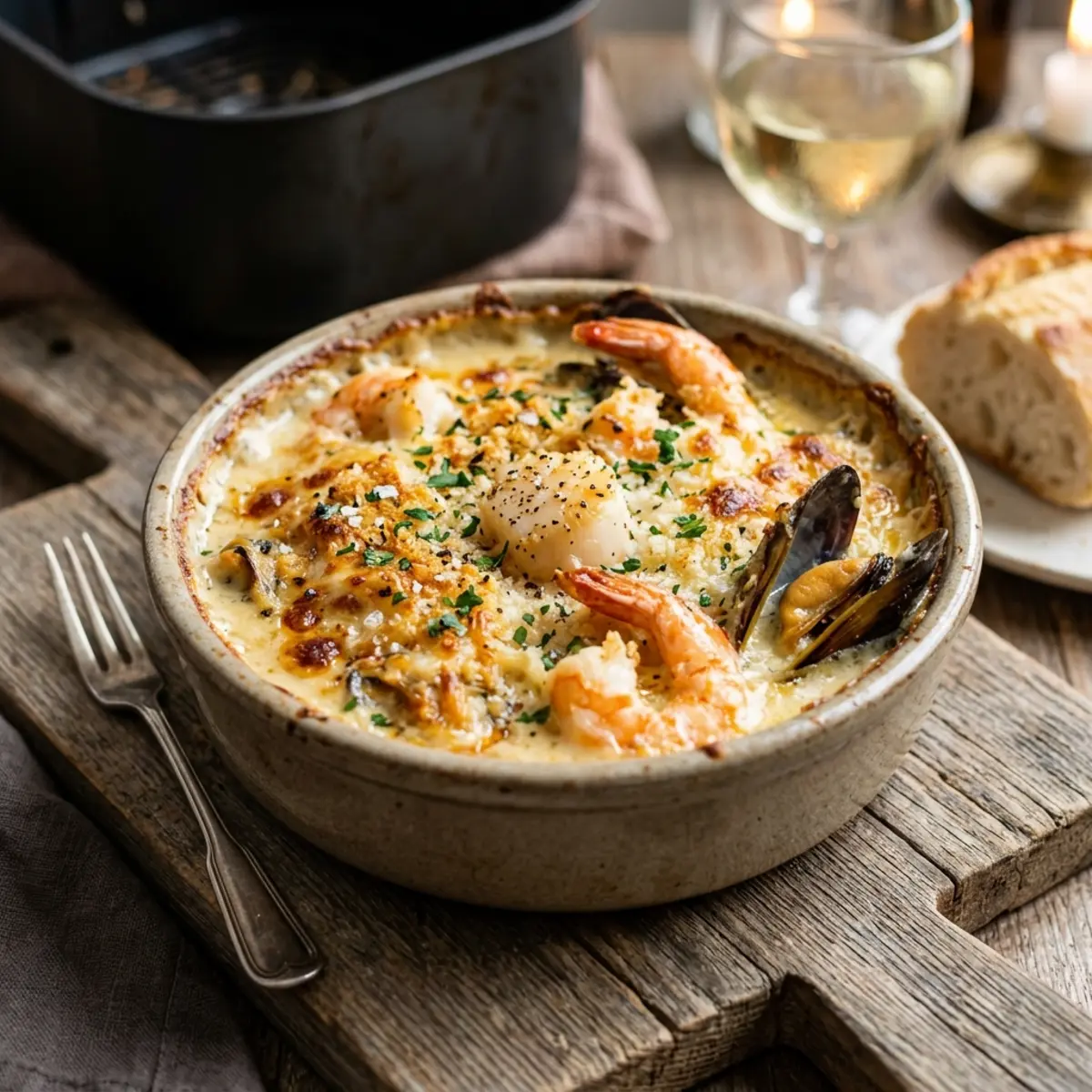 Gratin rapid de fructe de mare la Air Fryer – aperitiv delicios