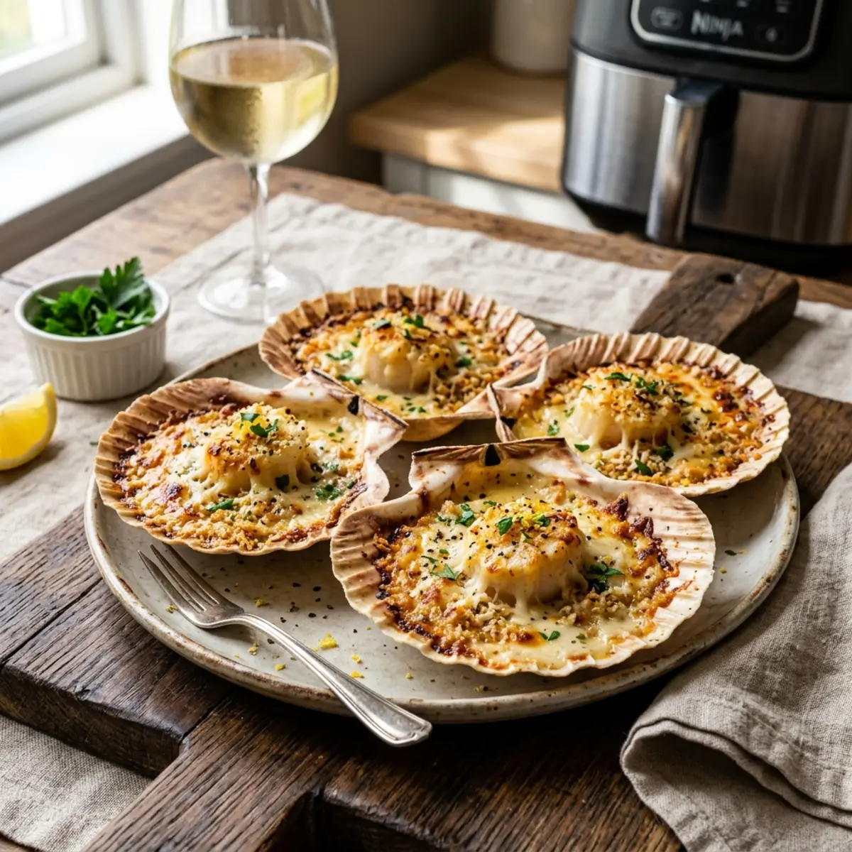 Scoici gratinate la Air Fryer – aperitiv rapid și elegant