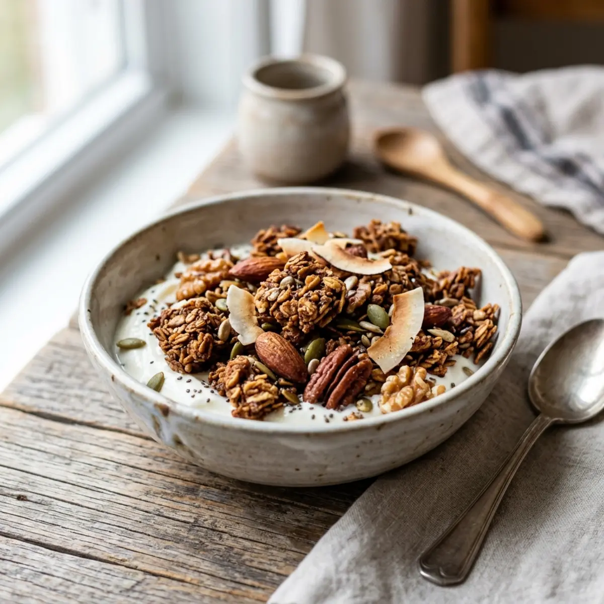 Granola de casă cu semințe, nuci și cocos la Air Fryer