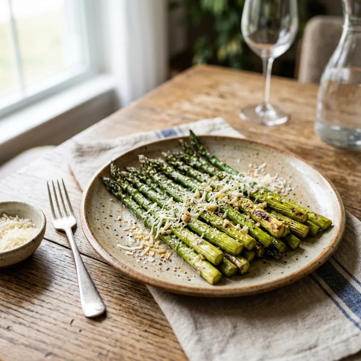 Sparanghel cu usturoi și parmezan la air fryer