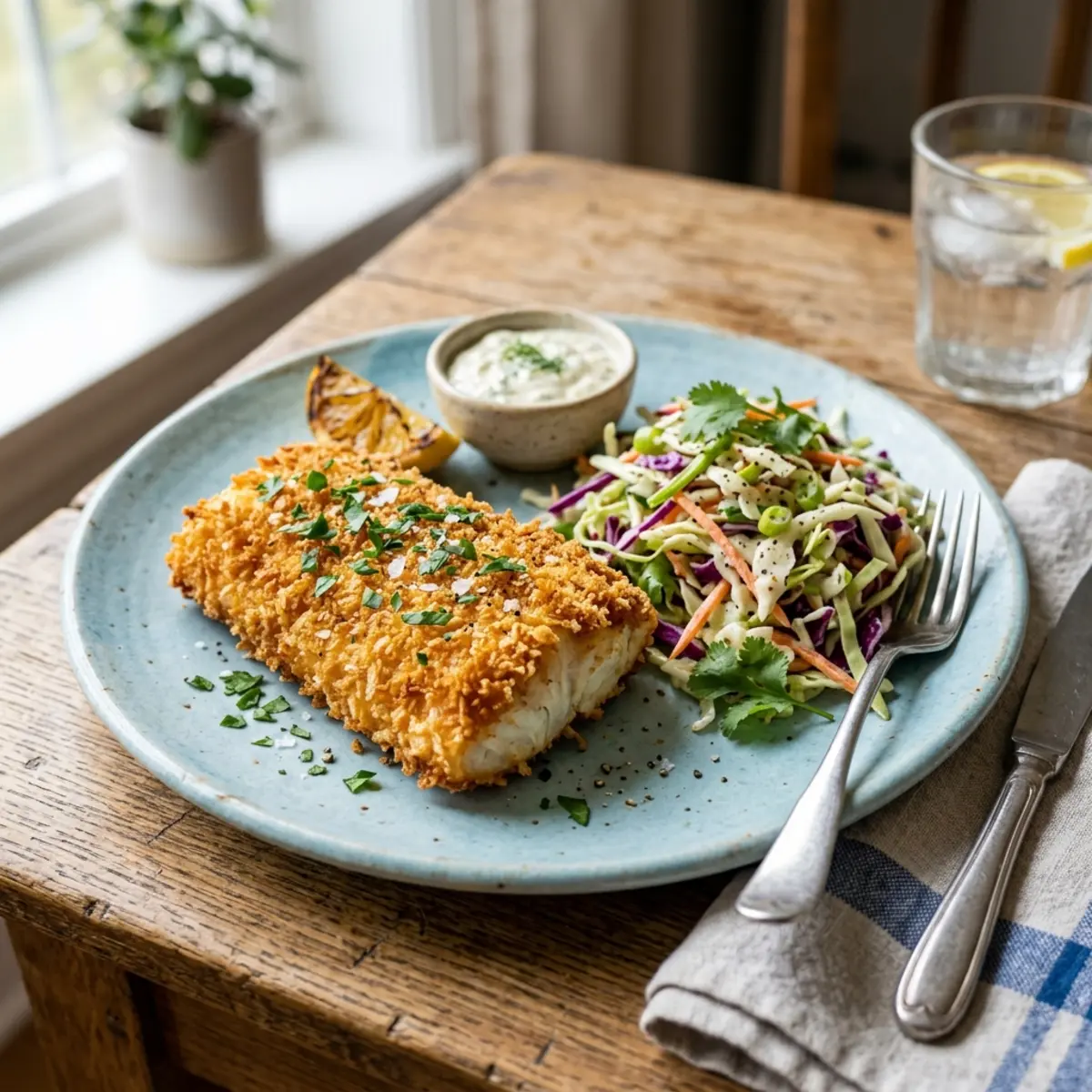 Mahi Mahi crocant la Air Fryer cu crustă de panko