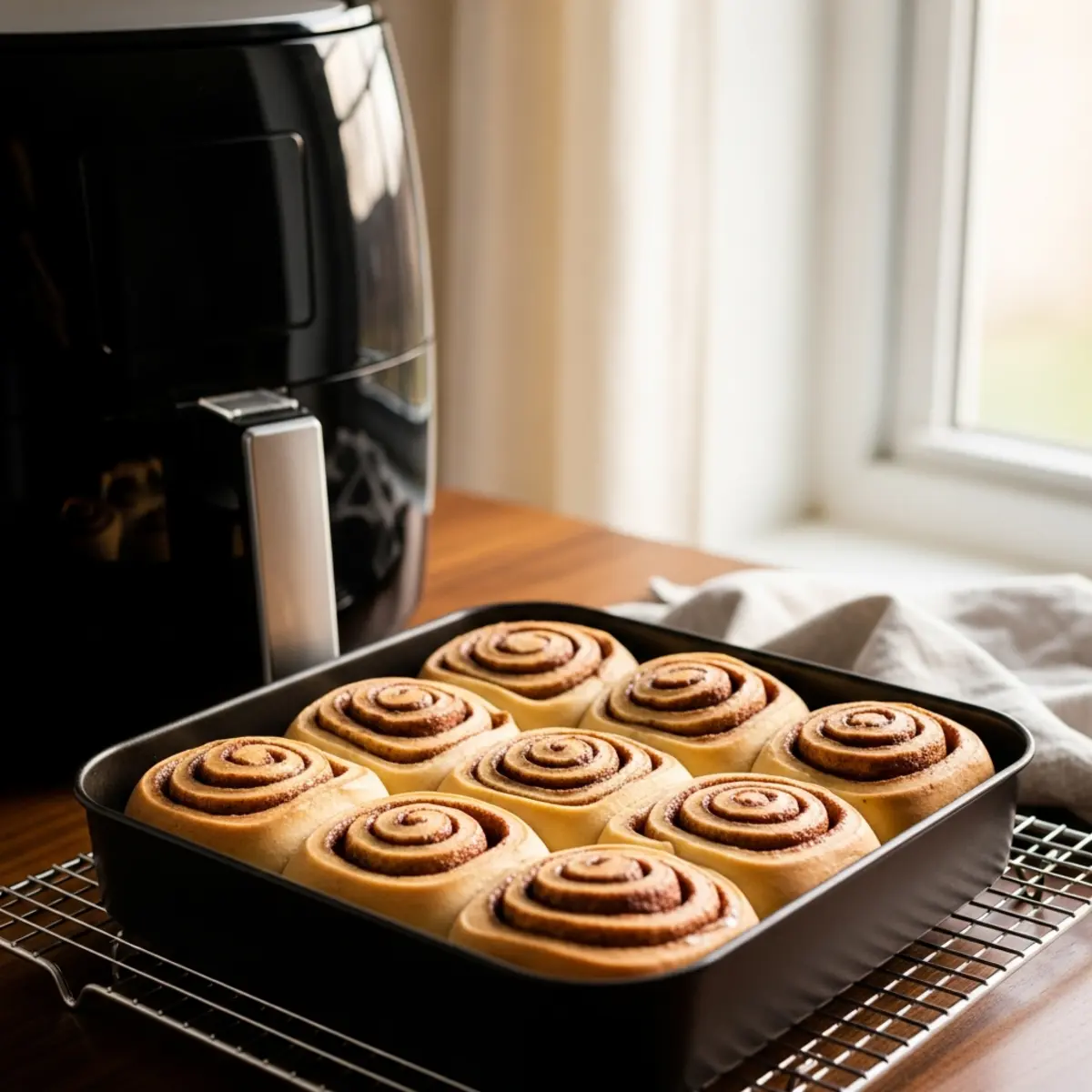 Rulade cu scorțișoară Pillsbury la Air Fryer – rețetă rapidă în 10 minute