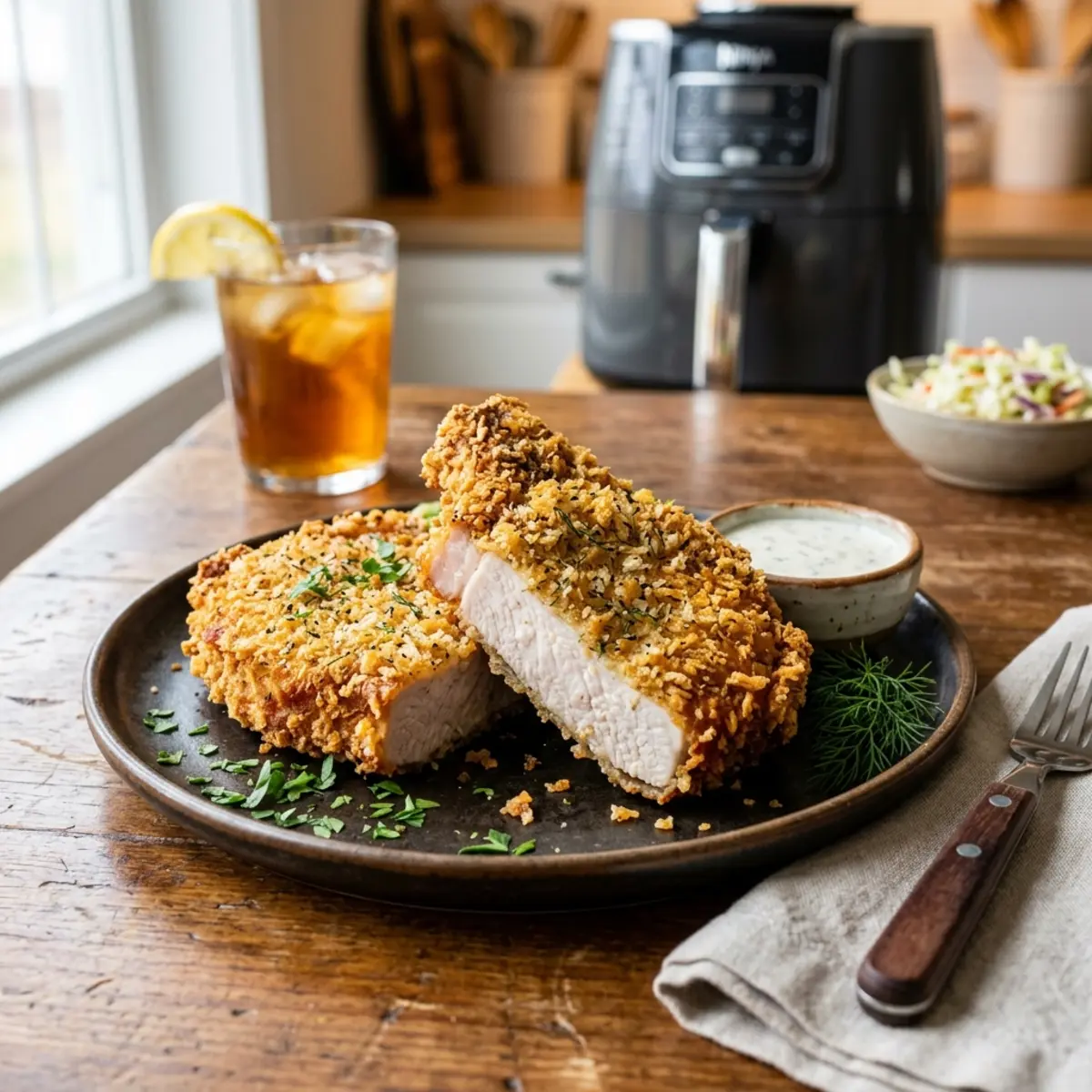 Cotlete de porc pane cu ranch la Air Fryer