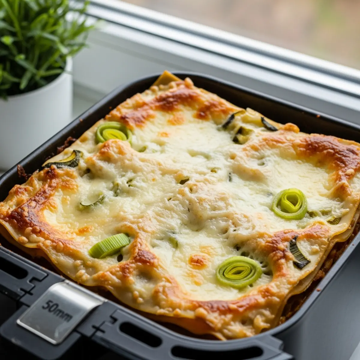 Lasagna cu legume la Air Fryer cu praz și trei brânzeturi