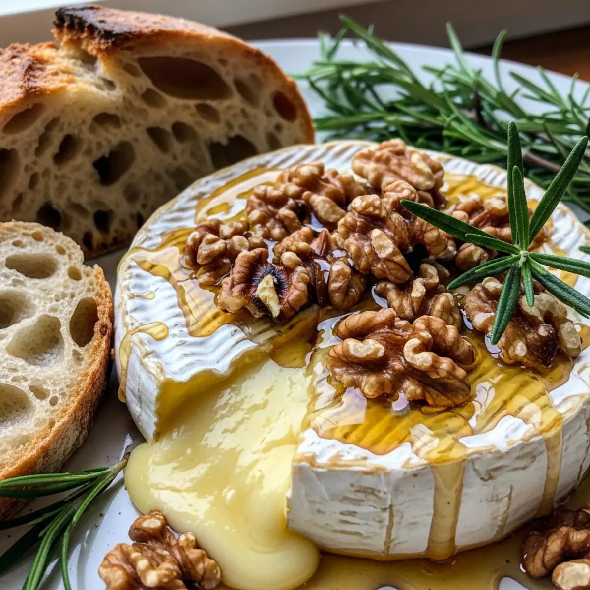Camembert topit la Air Fryer cu miere, nuci și rozmarin