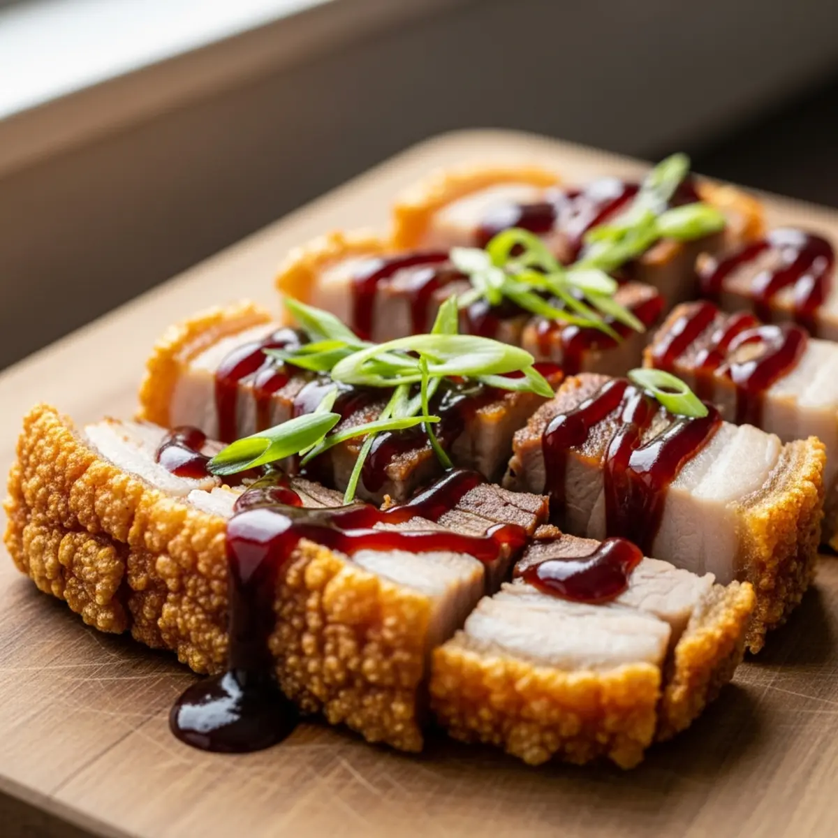 Burtă de porc crocantă la Air Fryer cu sos Hoisin