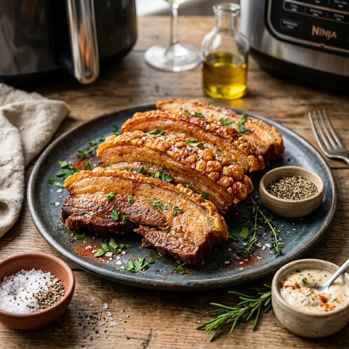 Felii de burtă de porc crocante la air fryer