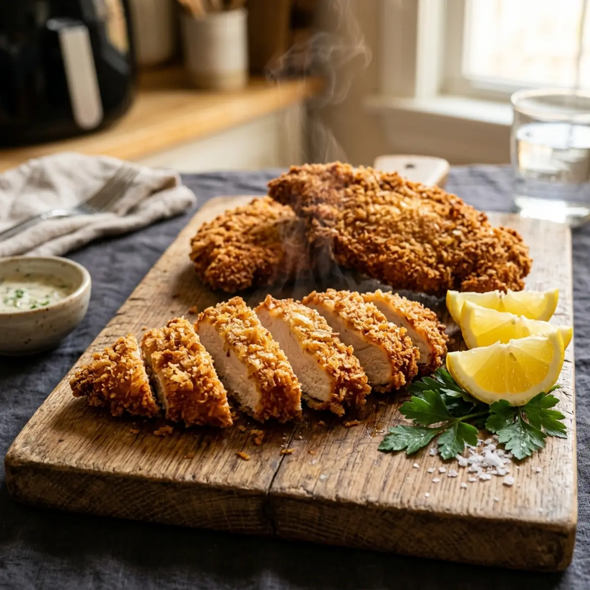 Snitel de pui crocant la Air Fryer – Rețetă rapidă