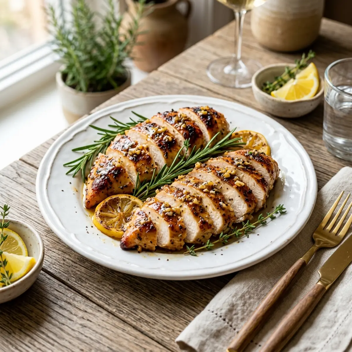 Piept de pui cu lămâie și usturoi la Air Fryer