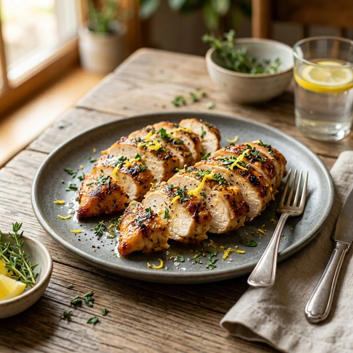 Piept de pui la Air Fryer cu lămâie și usturoi