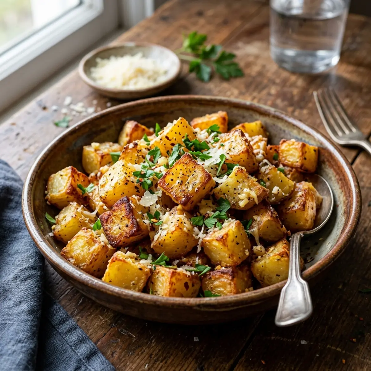 Cartofi la Air Fryer cu usturoi și parmezan – Rețetă simplă și crocantă