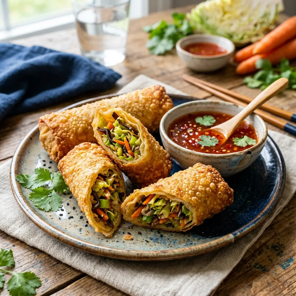 Egg Rolls crocante la Air Fryer (umplute cu varză și pui)