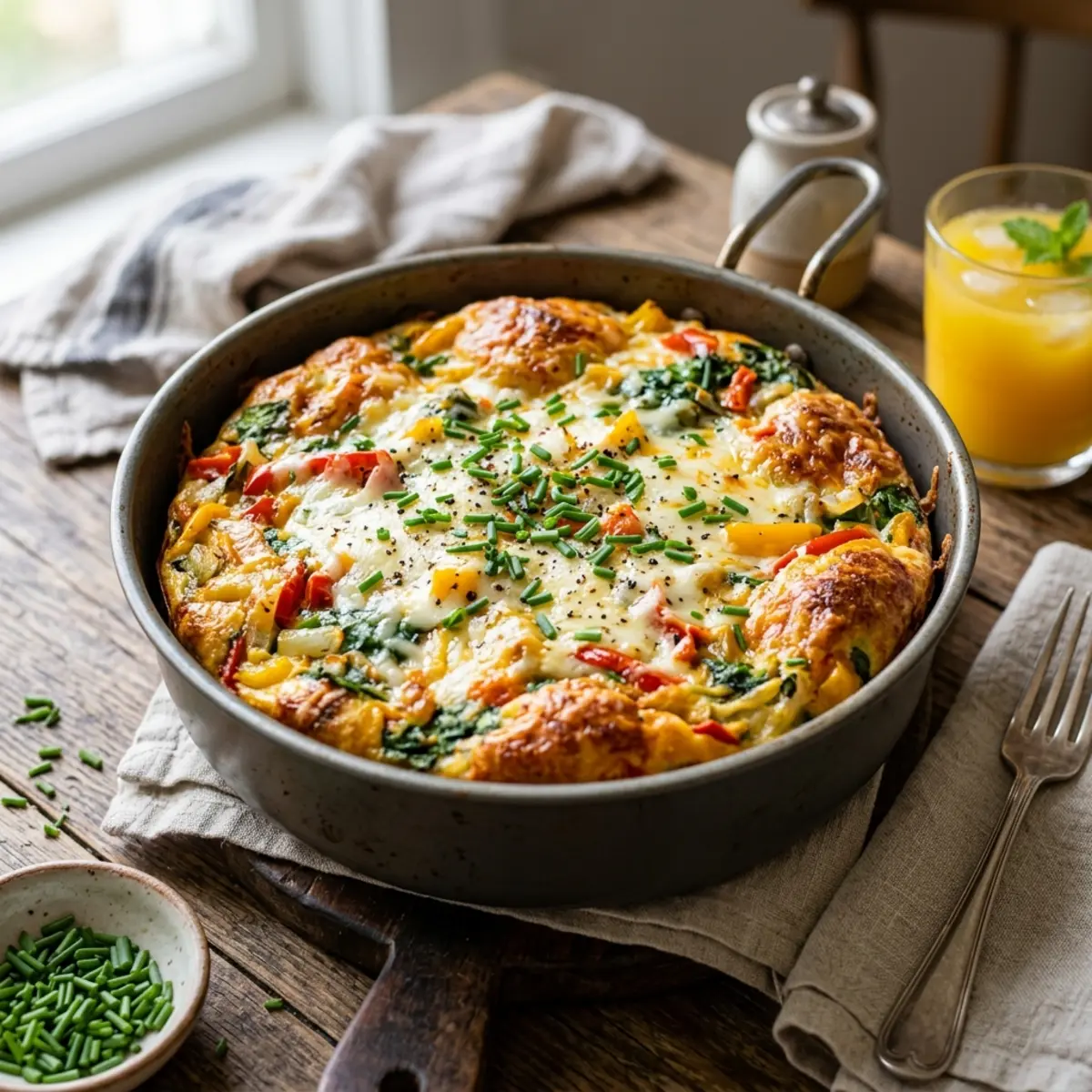Frittată rapidă la Air Fryer cu legume și brânză