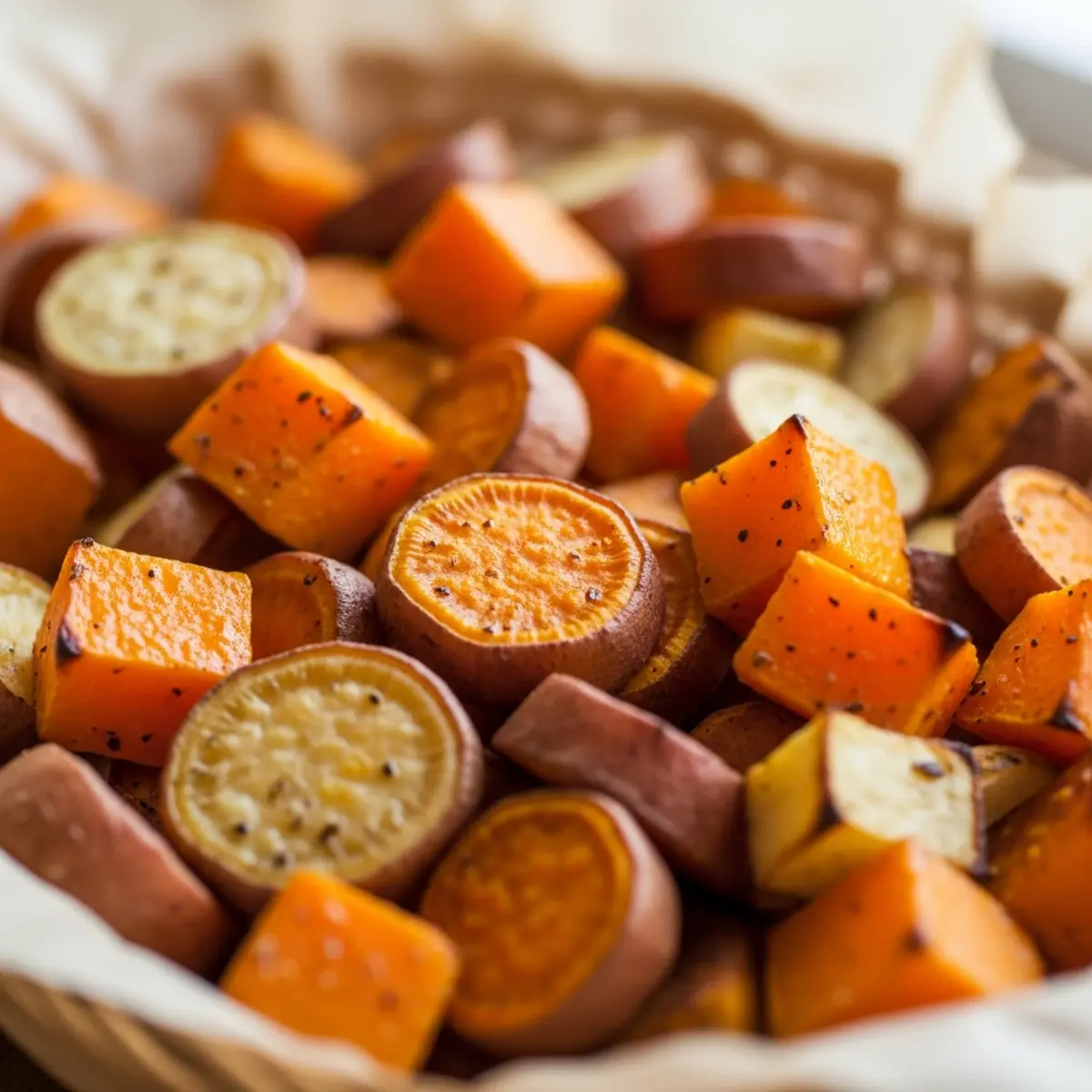 Legume prăjite la air fryer cu dovleac butternut și cartof dulce