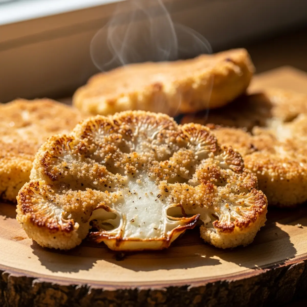 Șnițele din conopidă pane la Air Fryer sau cuptor – crocante cu usturoi