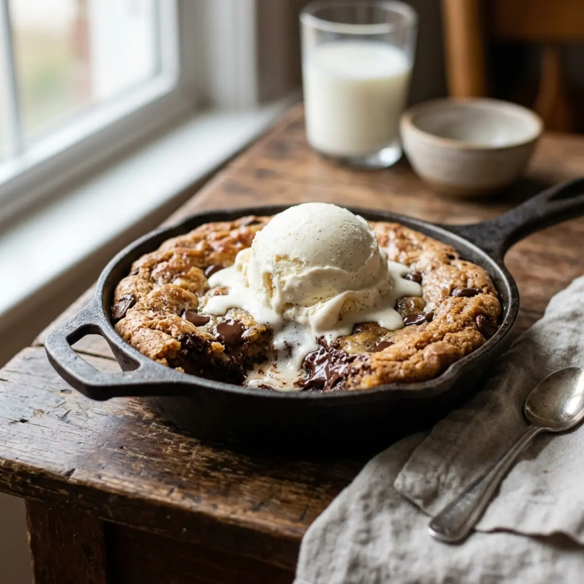 Pizookie la Air Fryer: Tigaie de Cookie cu Ciocolată și Înghețată