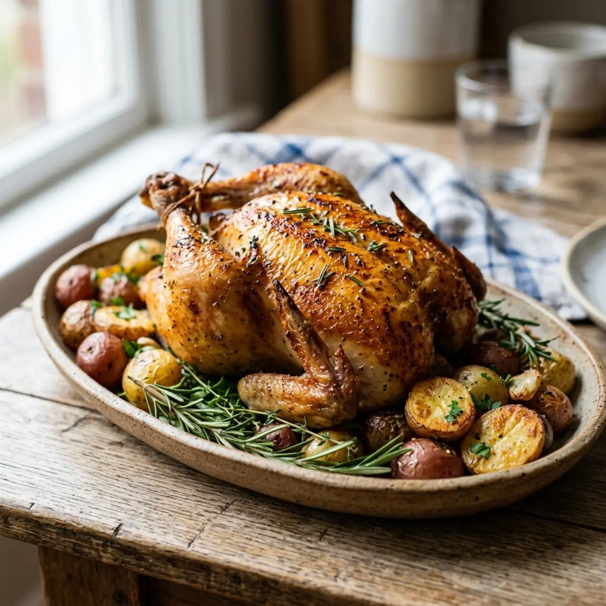 Găinușe Cornish la Air Fryer cu Cartofi Noi