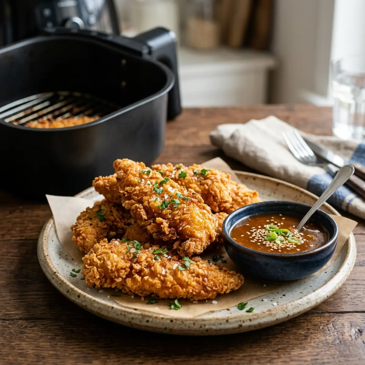 Bucăți de pui reîncălzite crocante în Air Fryer