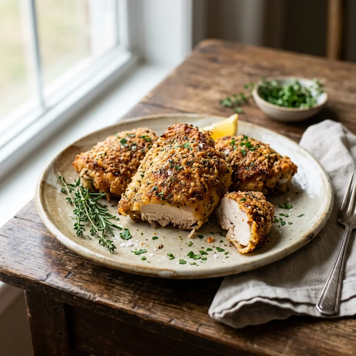 Pulpe de pui crocante cu parmezan la air fryer (fără făină)