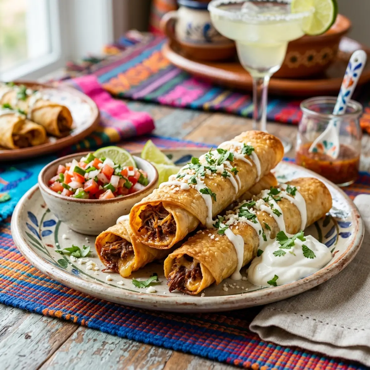 Flautas crocante la air fryer cu vită și brânză