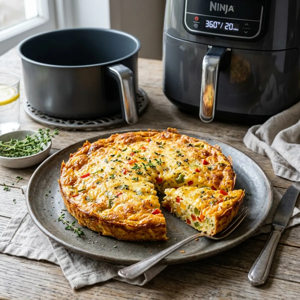 Quiche fără crustă la Air Fryer – Rețetă rapidă și sănătoasă