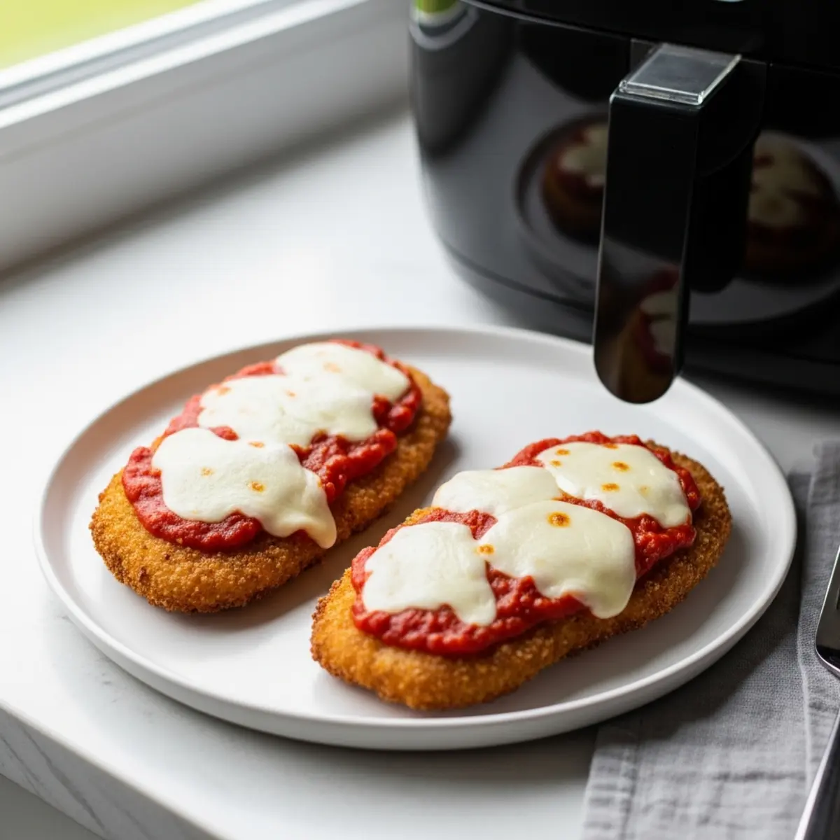 Pui Parmezan la Air Fryer – Cotoleturi Crocante cu Mozzarella