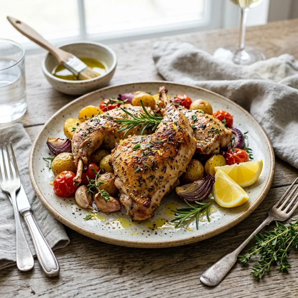 Iepure marinat cu ierburi la Air Fryer