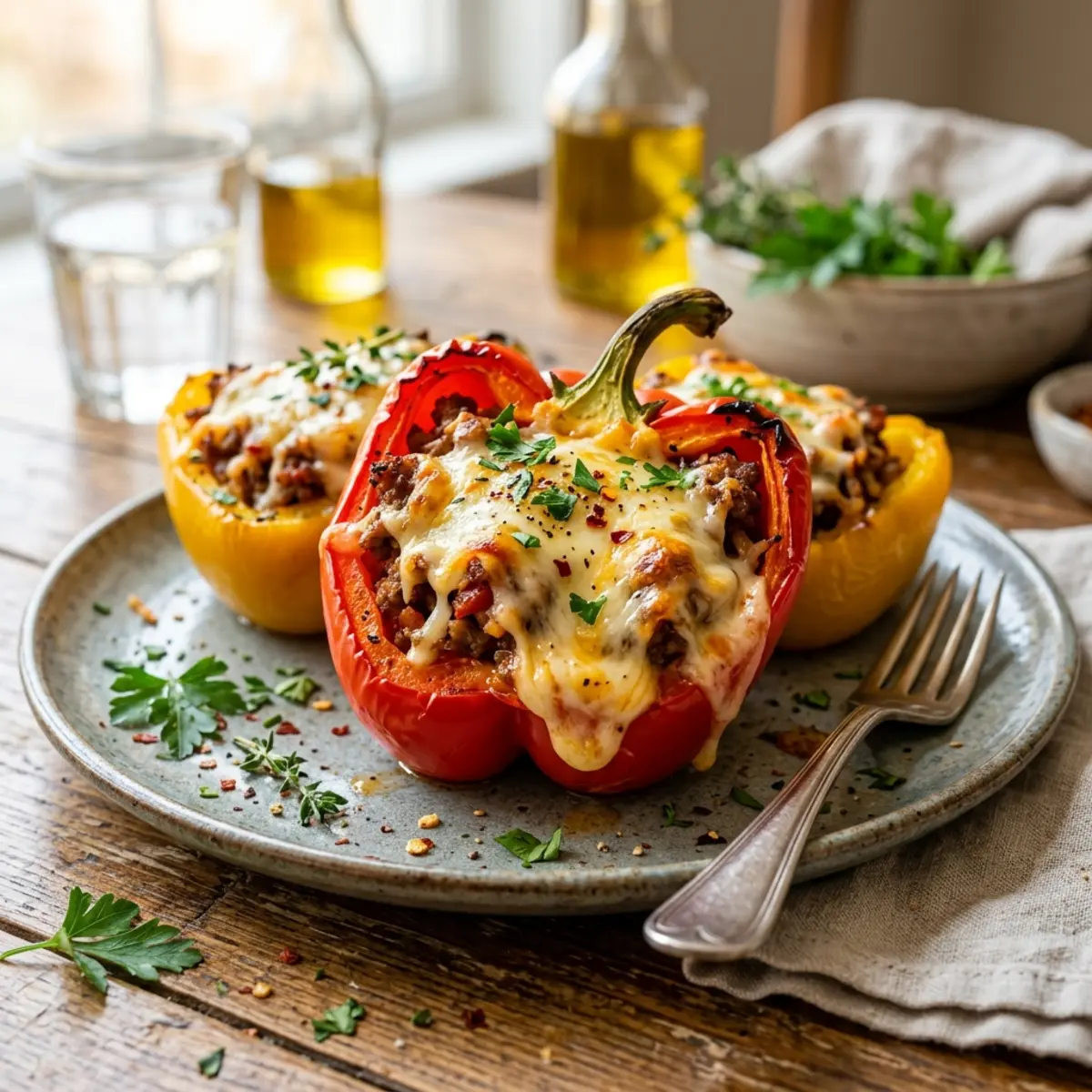 Ardei umpluți cu carne tocată și brânză la Air Fryer