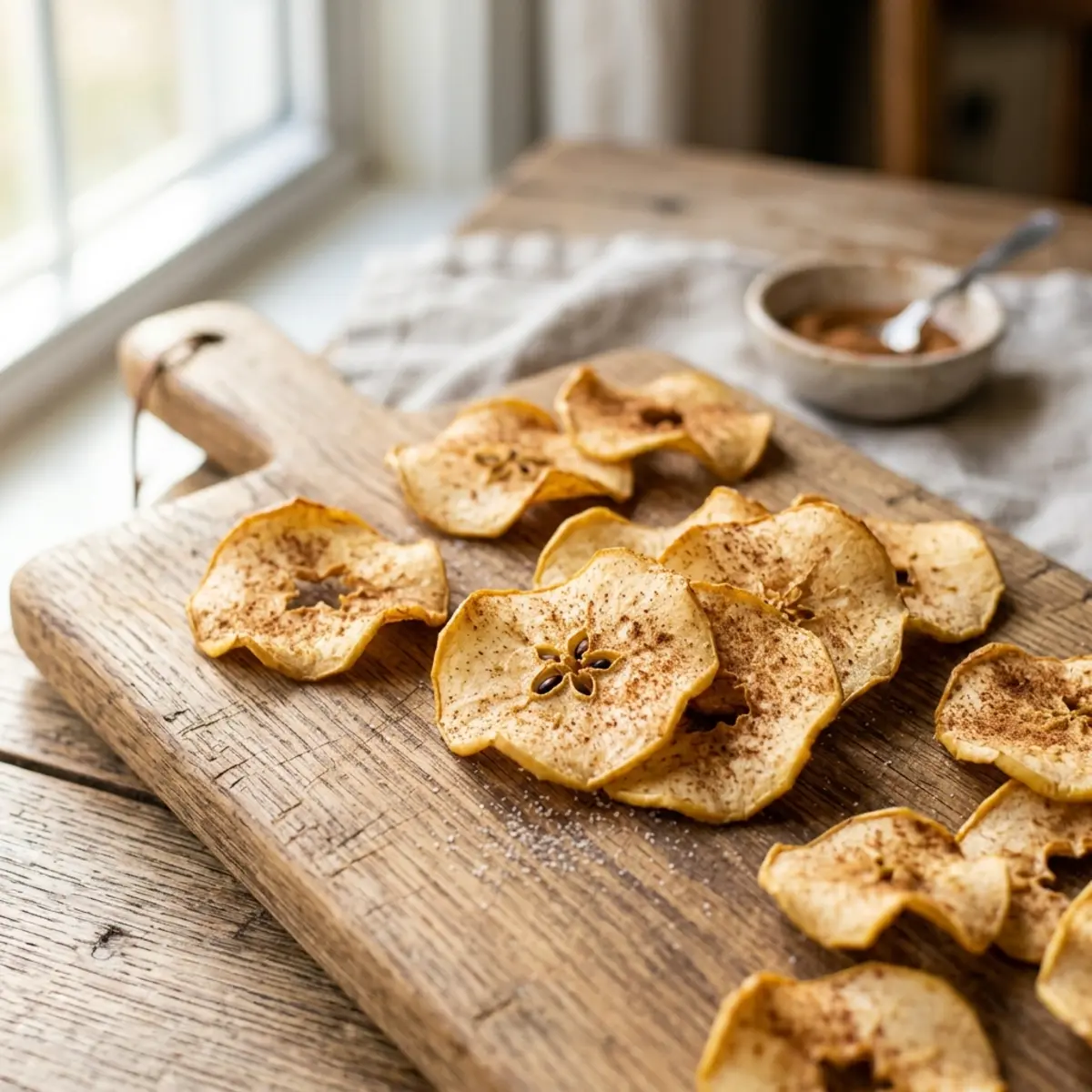 Chipsuri crocante de mere la Air Fryer cu scorțișoară