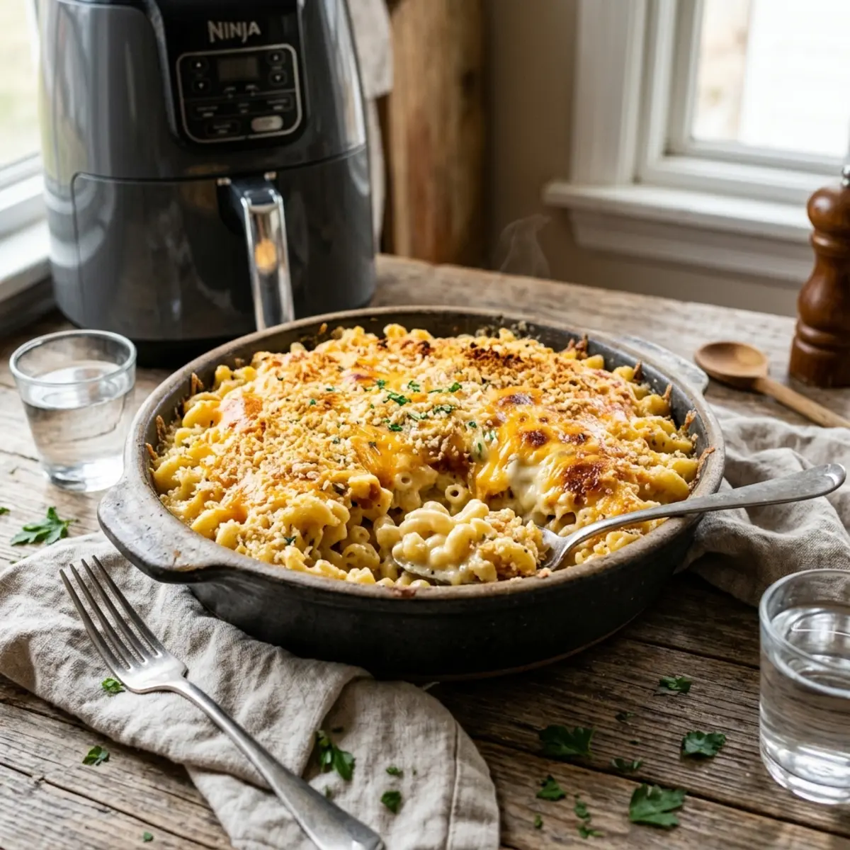 Mac and Cheese Vegetarian la Air Fryer Ninja Foodi (Rețetă Rapidă)