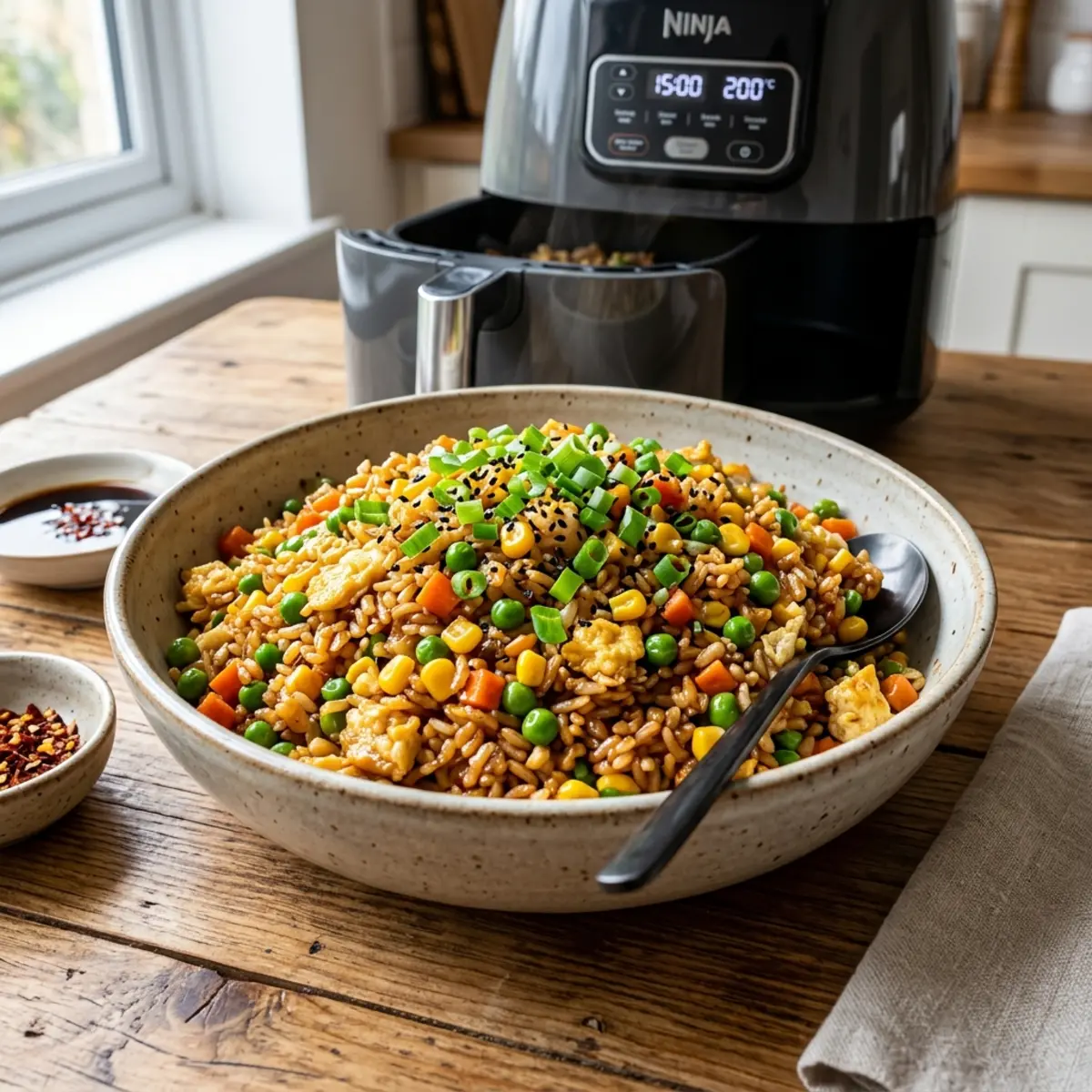 Orez prăjit cu legume la Air Fryer