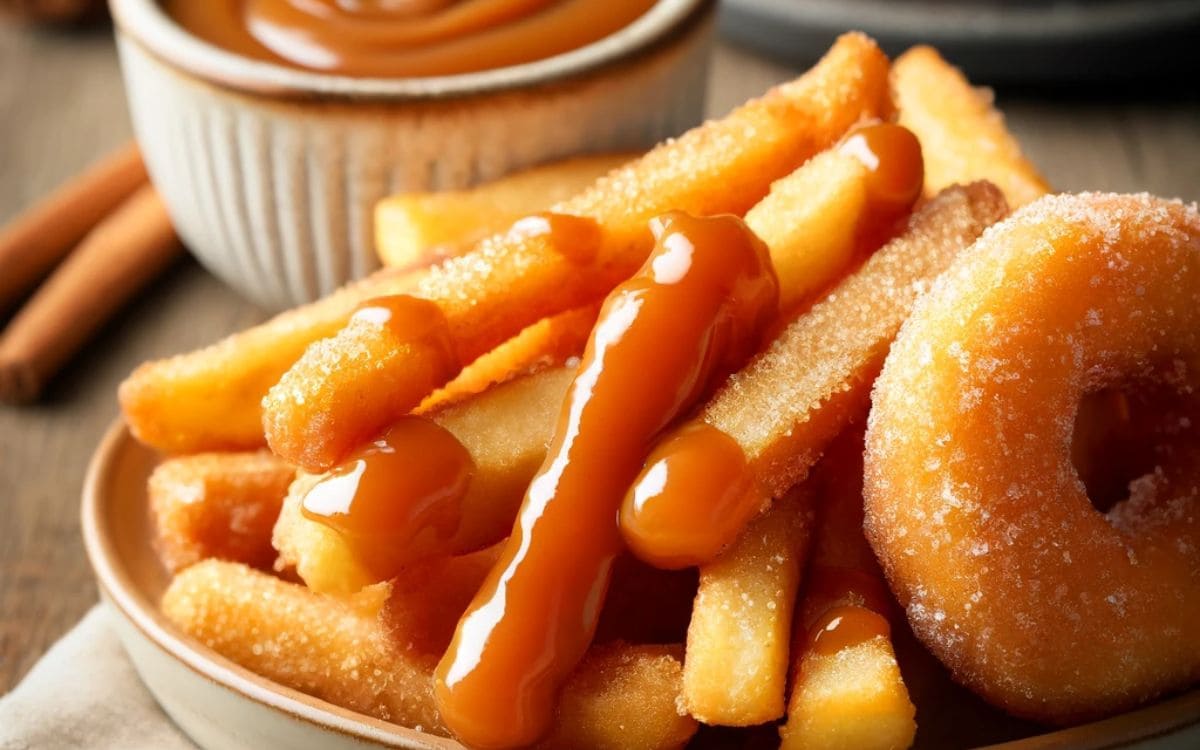 Air Fryer Caramel Kissed Doughnut Fries