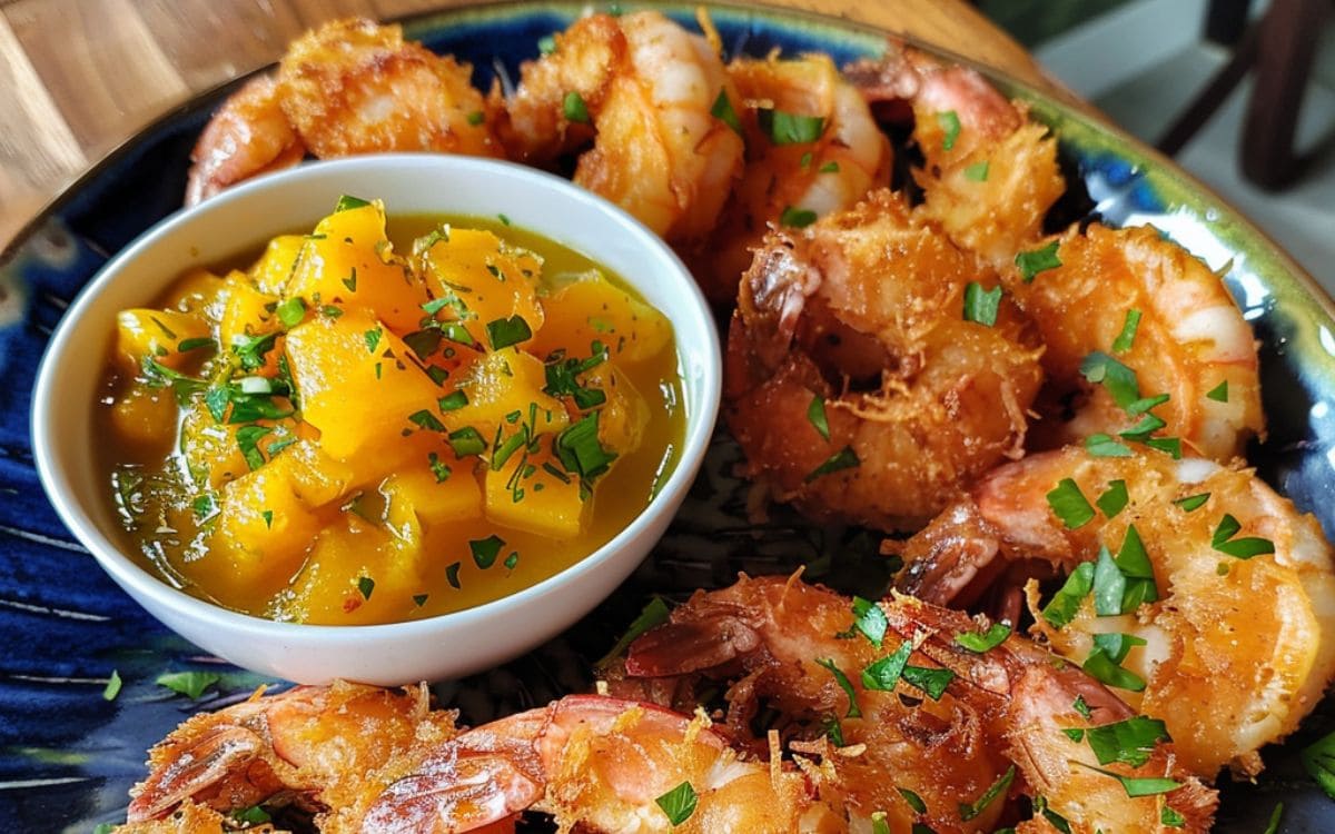 Air Fryer Coconut Prawns with Mango Chutney