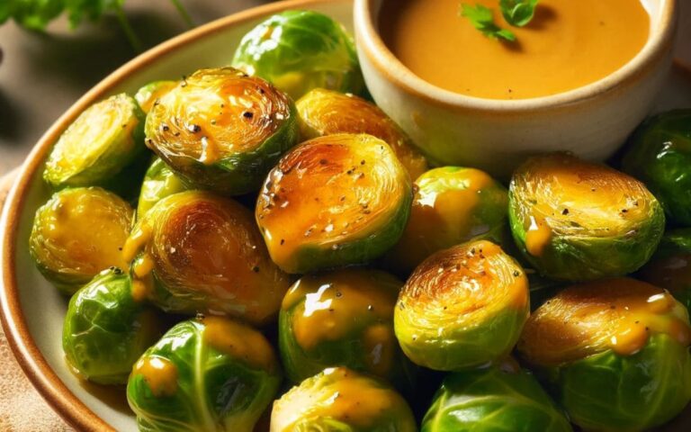 DELICIOUS Air Fryer Maple Mustard Roasted Brussels Sprouts