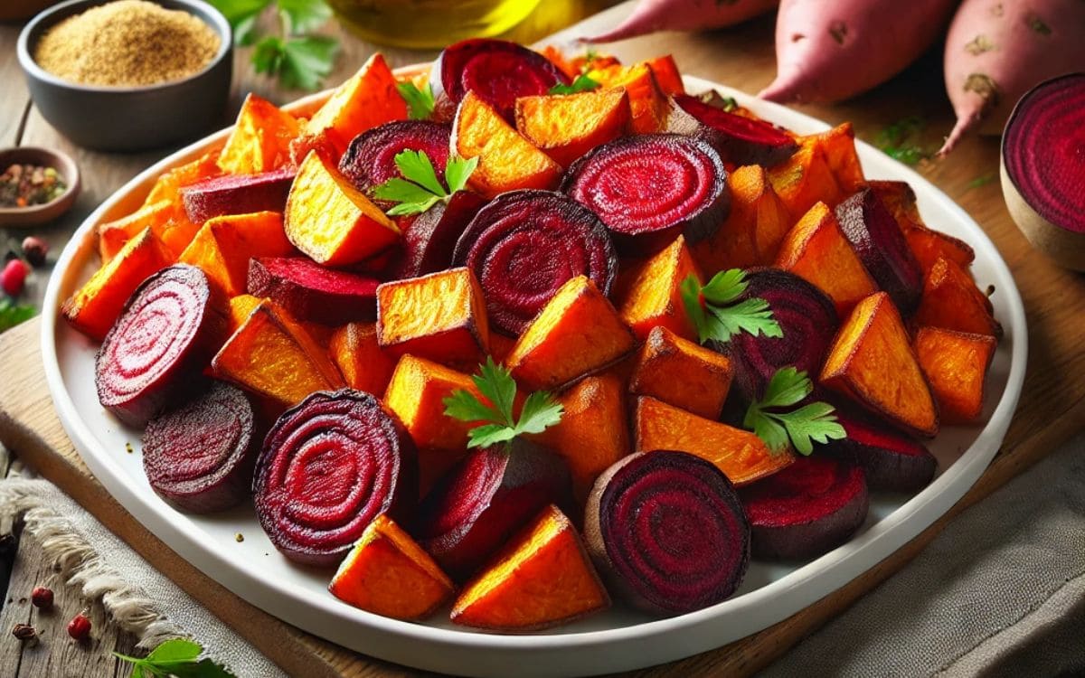 Air Fryer Beets and Sweet Potatoes