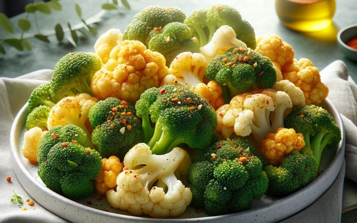 Air Fryer Broccoli and Cauliflower