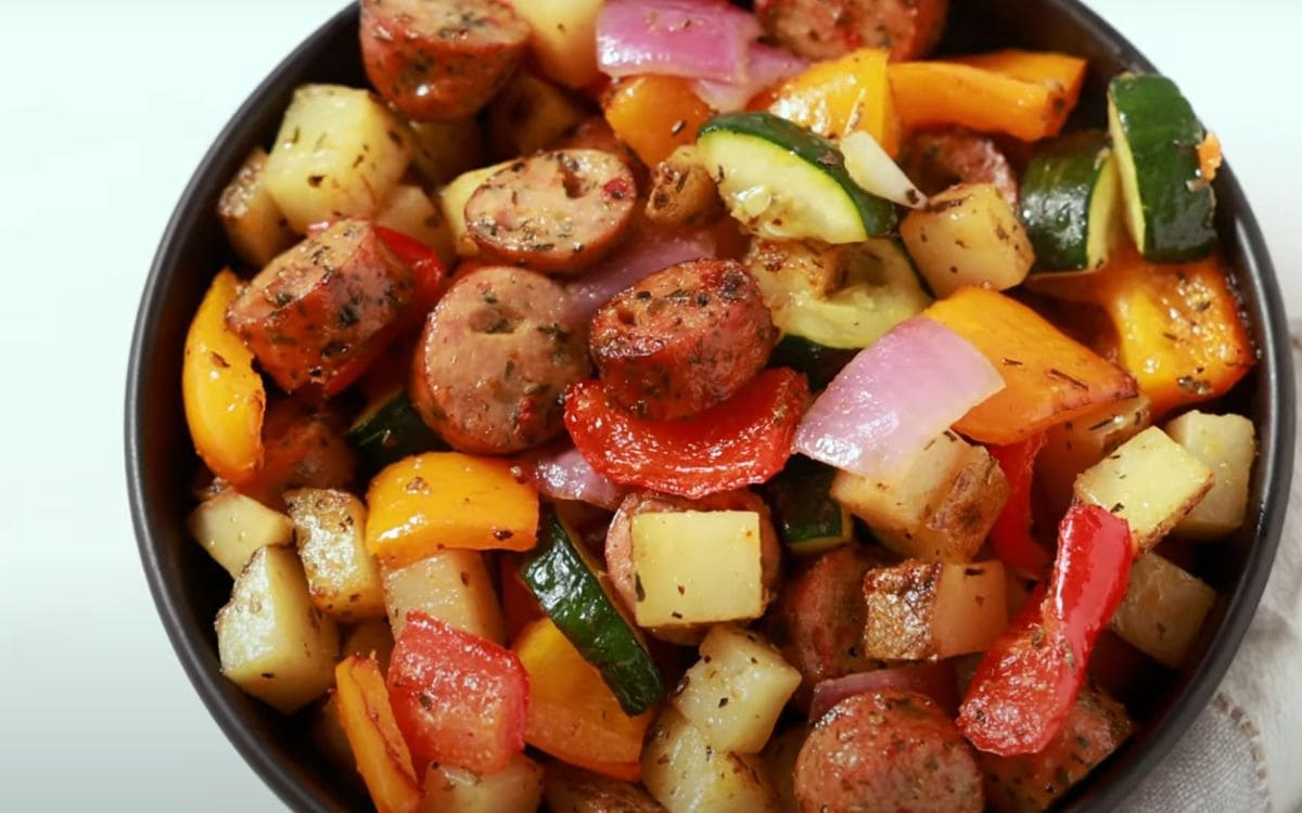 Air Fryer Sausage and Vegetables